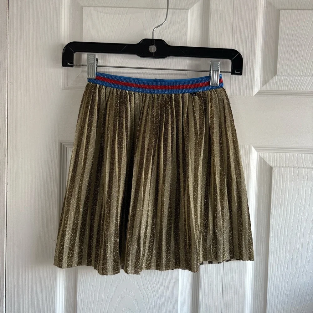 Molo Bailini Gold Pleated‎ Lurex Shimmery Elastic Waist Skirt 98-104 Christmas